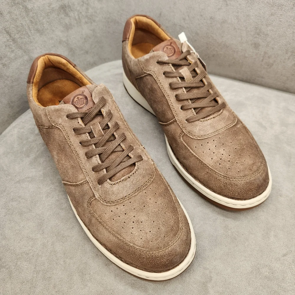 Born Sneakers Men's 10 Taupe Distressed Suede Captain Low Top Casual New $130